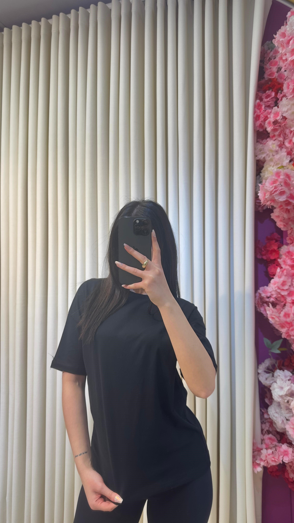 DİLVİN %100 PAMUK BASIC TSHIRT - SİYAH