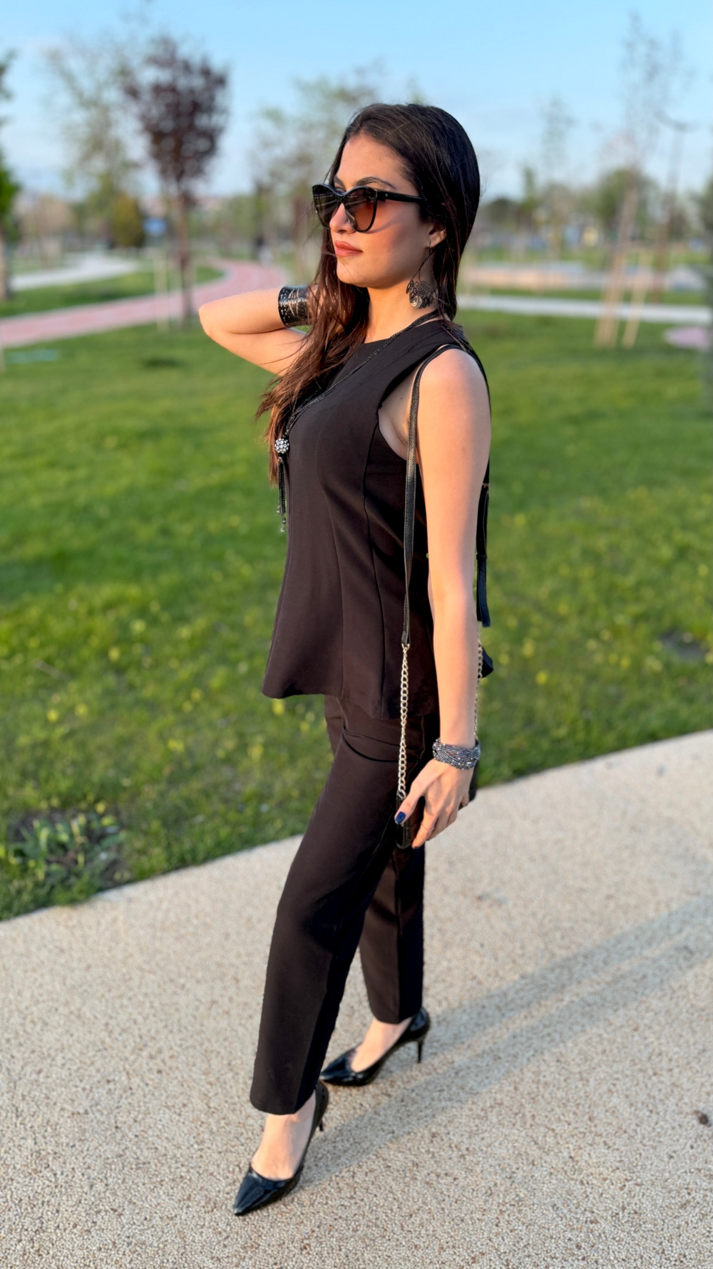 PEPLUM BLUZLU TAKIM - SİYAH