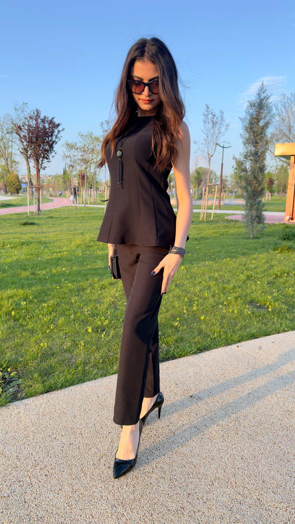PEPLUM BLUZLU TAKIM - SİYAH