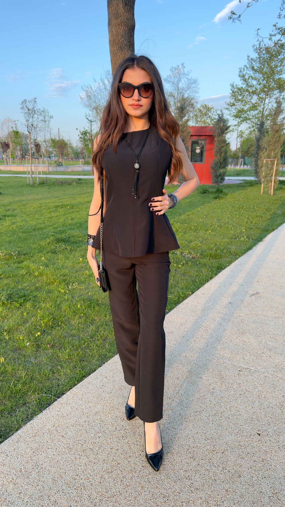 PEPLUM BLUZLU TAKIM - SİYAH