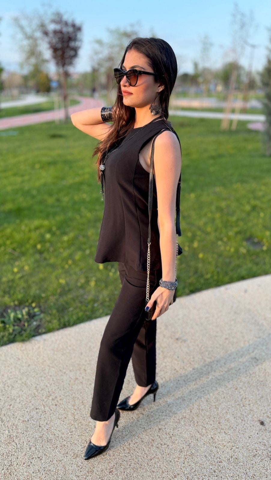 PEPLUM BLUZLU TAKIM - SİYAH