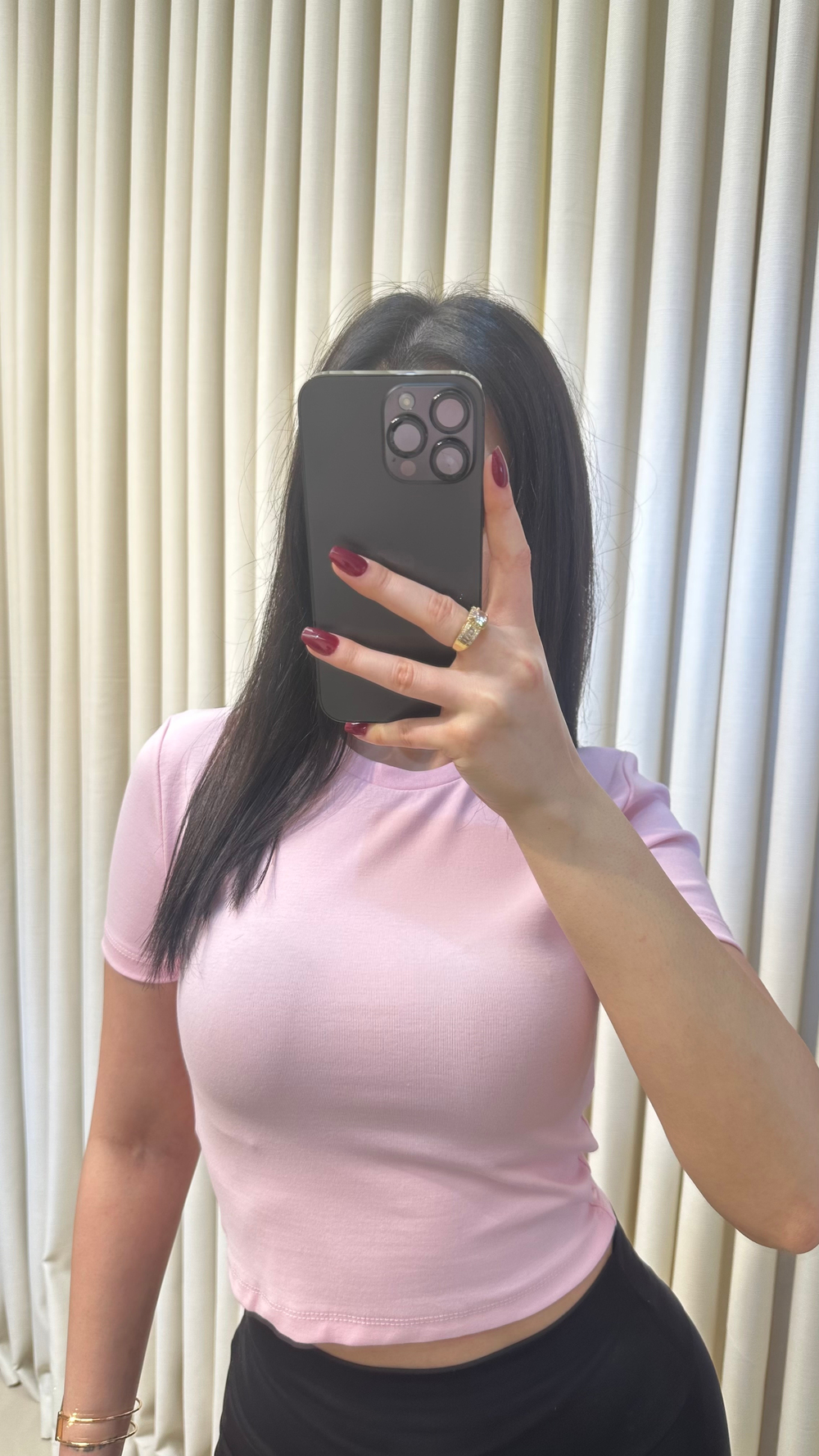 Pembe Croptop Tshirt