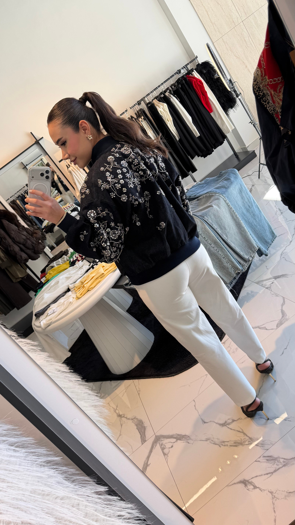 İşleme Detaylı Denim Ceket
