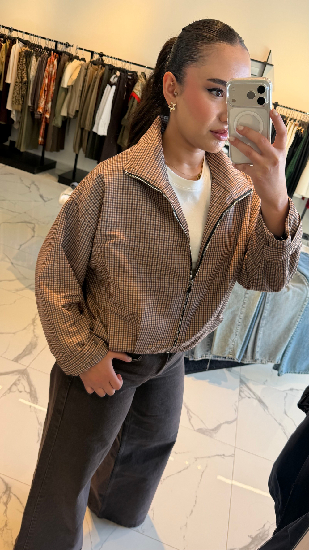 Kareli Bomber Ceket