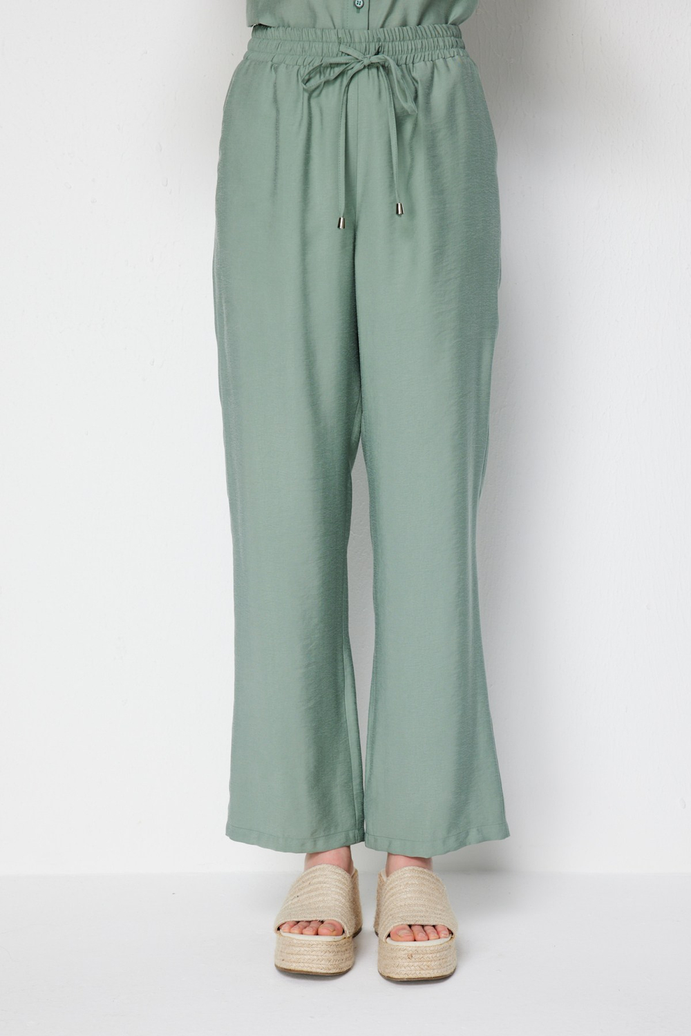 Ekol Beli Bağcıklı Bol Paça Pantolon MINT
