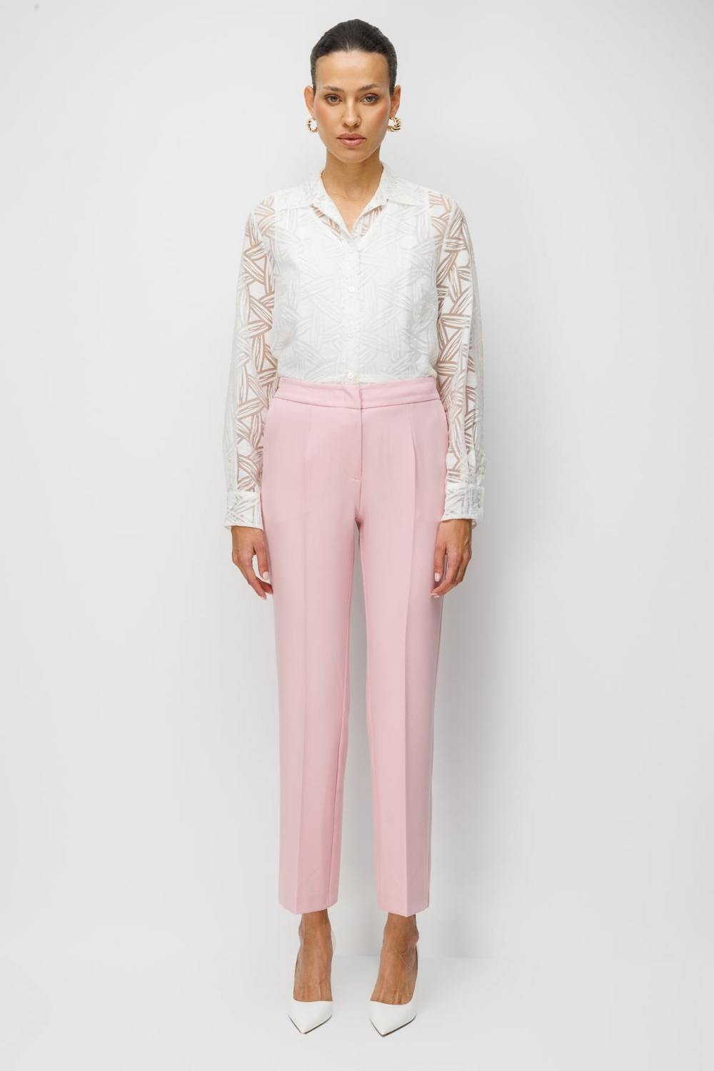 Ekol Beli Lastikli Boru Paça Pantolon PEMBE