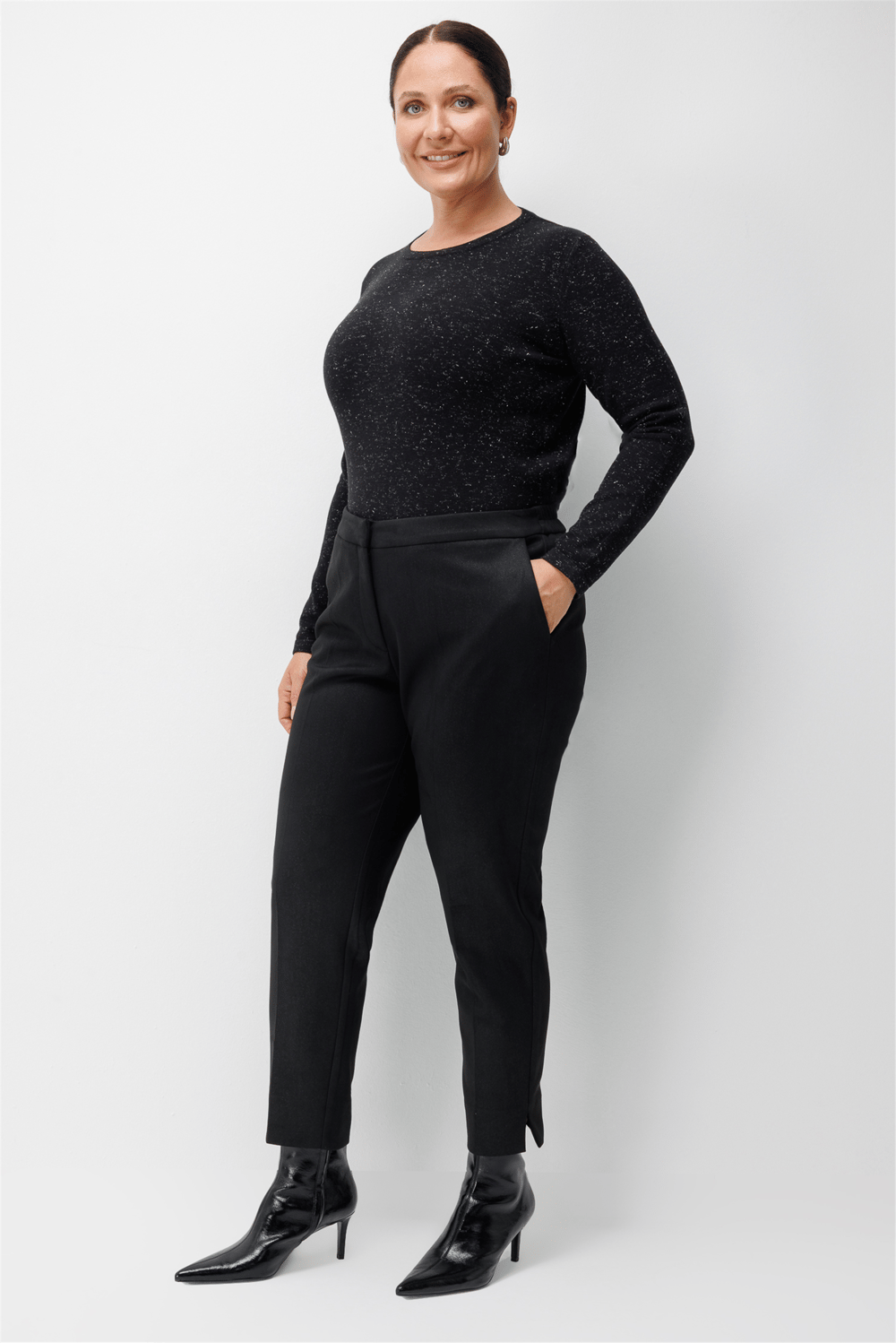 Ekol Beli Lastikli Dar Paça Pantolon Siyah