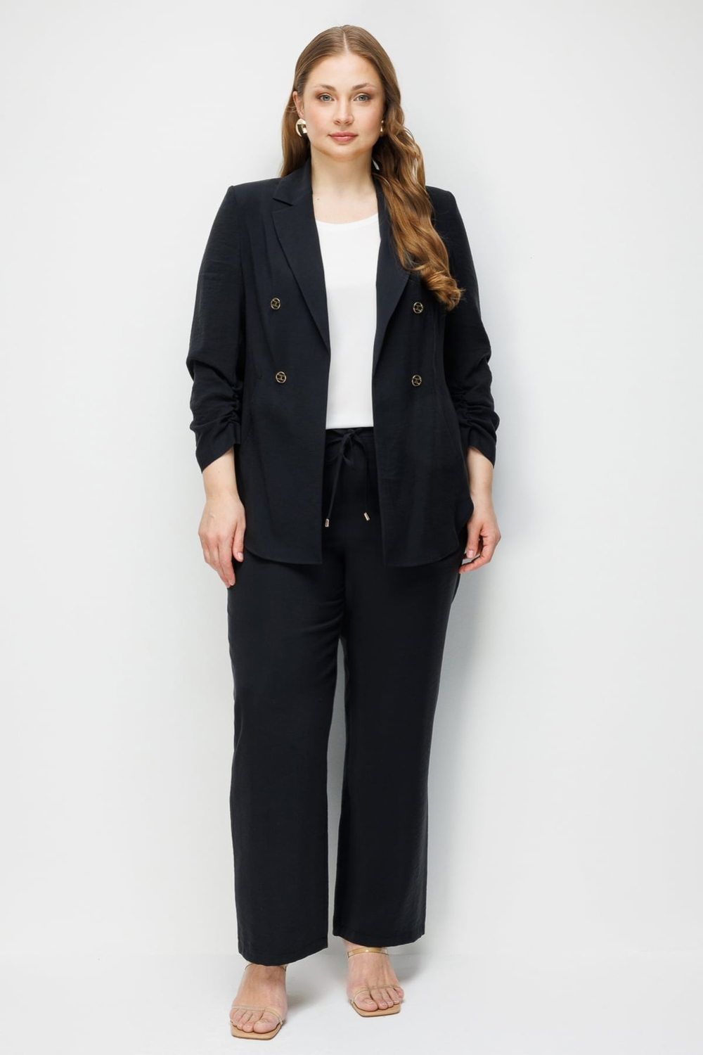 Ekol Kolları Büzgülü Yan Cepli Ceket SIYAH