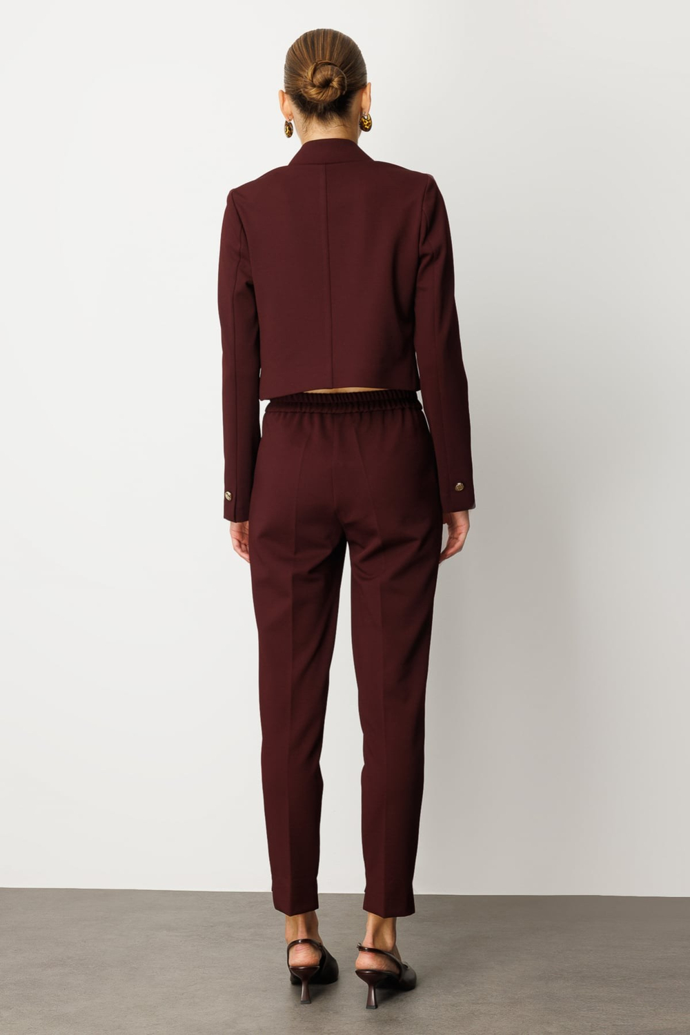 Ekol Kruvaze Yaka Crop Ceket BORDO