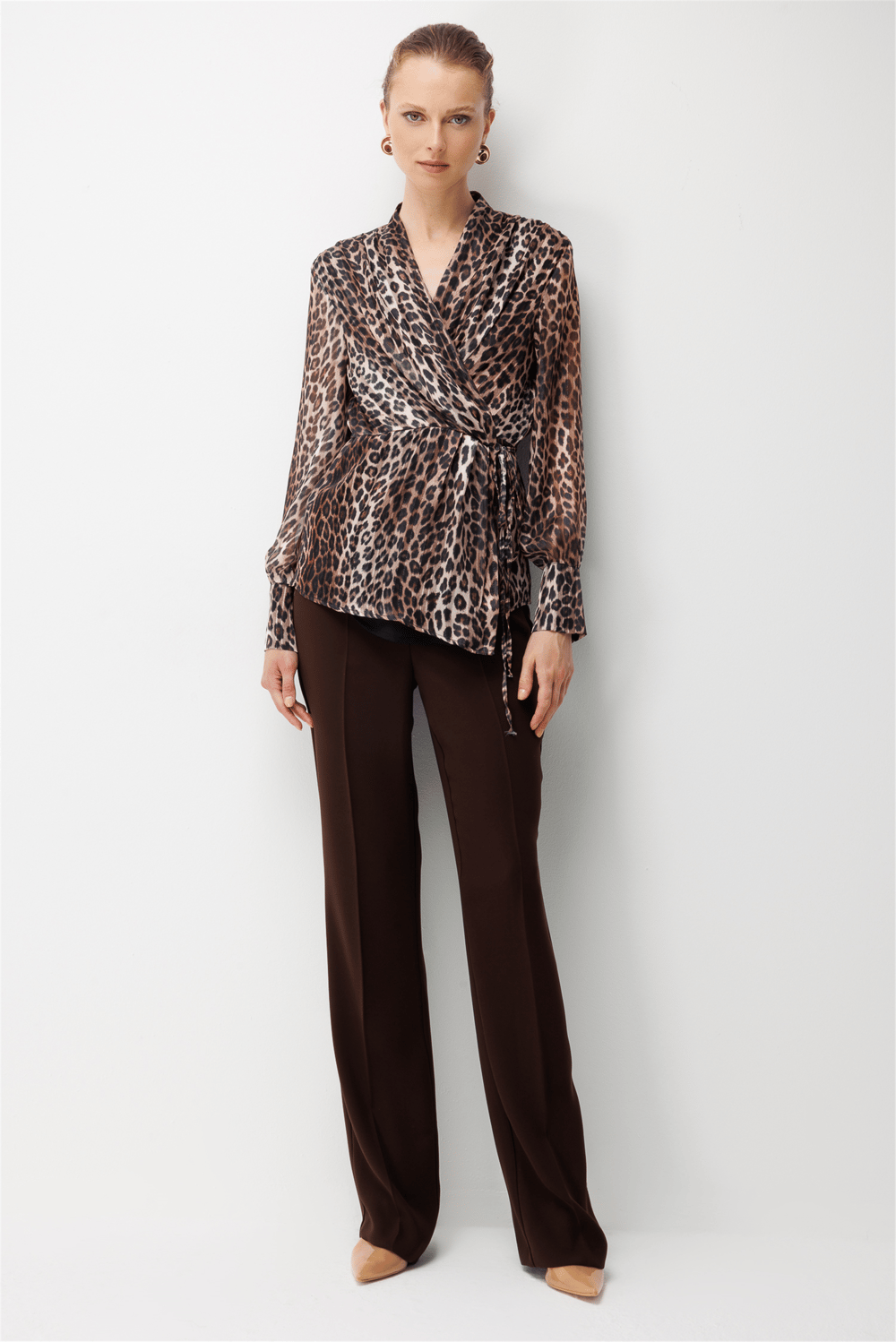 Ekol Leopar Desenli Bağcıklı Bluz LEOPAR