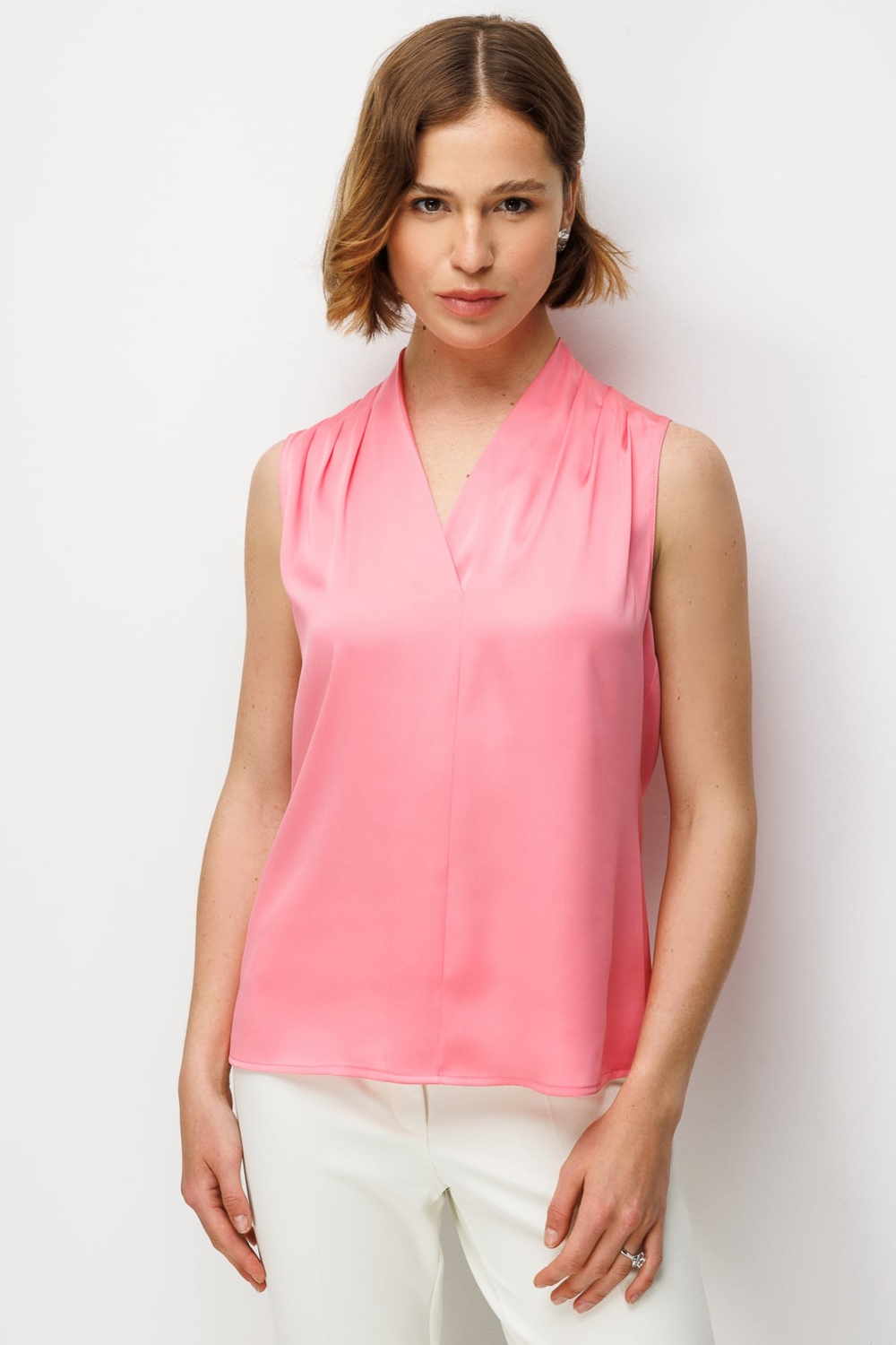 Ekol Omzu Drapeli Kolsuz Bluz PINK