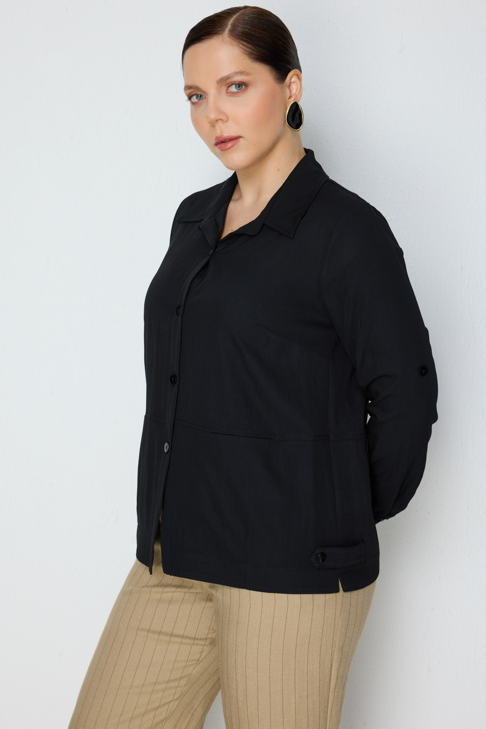 Ekol Torba Cepli Polo Yaka Gömlek Black