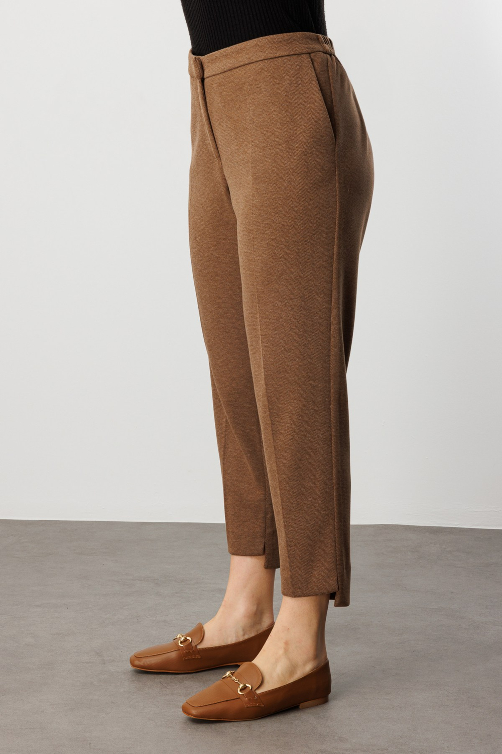 Ekol Yüksek Bel Dar Paça Pantolon Camel