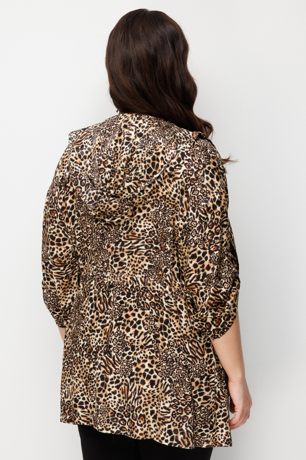 Mi Beli Bağcıklı Kapüşonlu Desenli Ceket LEOPAR