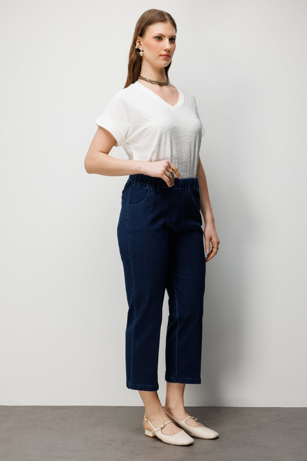 Mi Beli Lastikli Beş Cep Kot Pantolon INDIGO