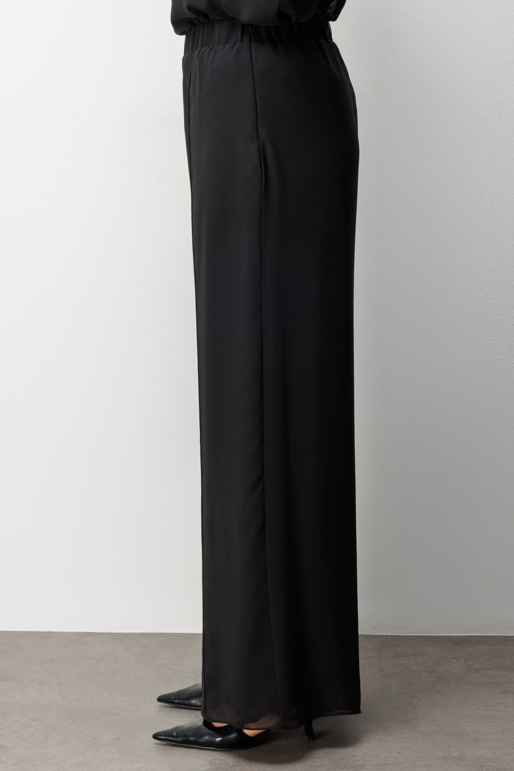 Mi Bol Paça Şifon Pantolon Siyah