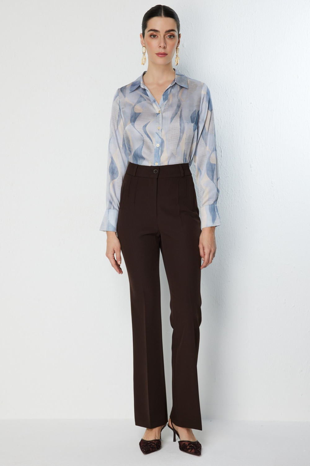 Mi İspanyol Paça Pantolon KAHVE