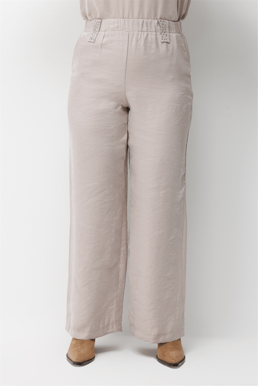 Mi Taş Yapıştırmalı Bol Paça Pantolon Taş