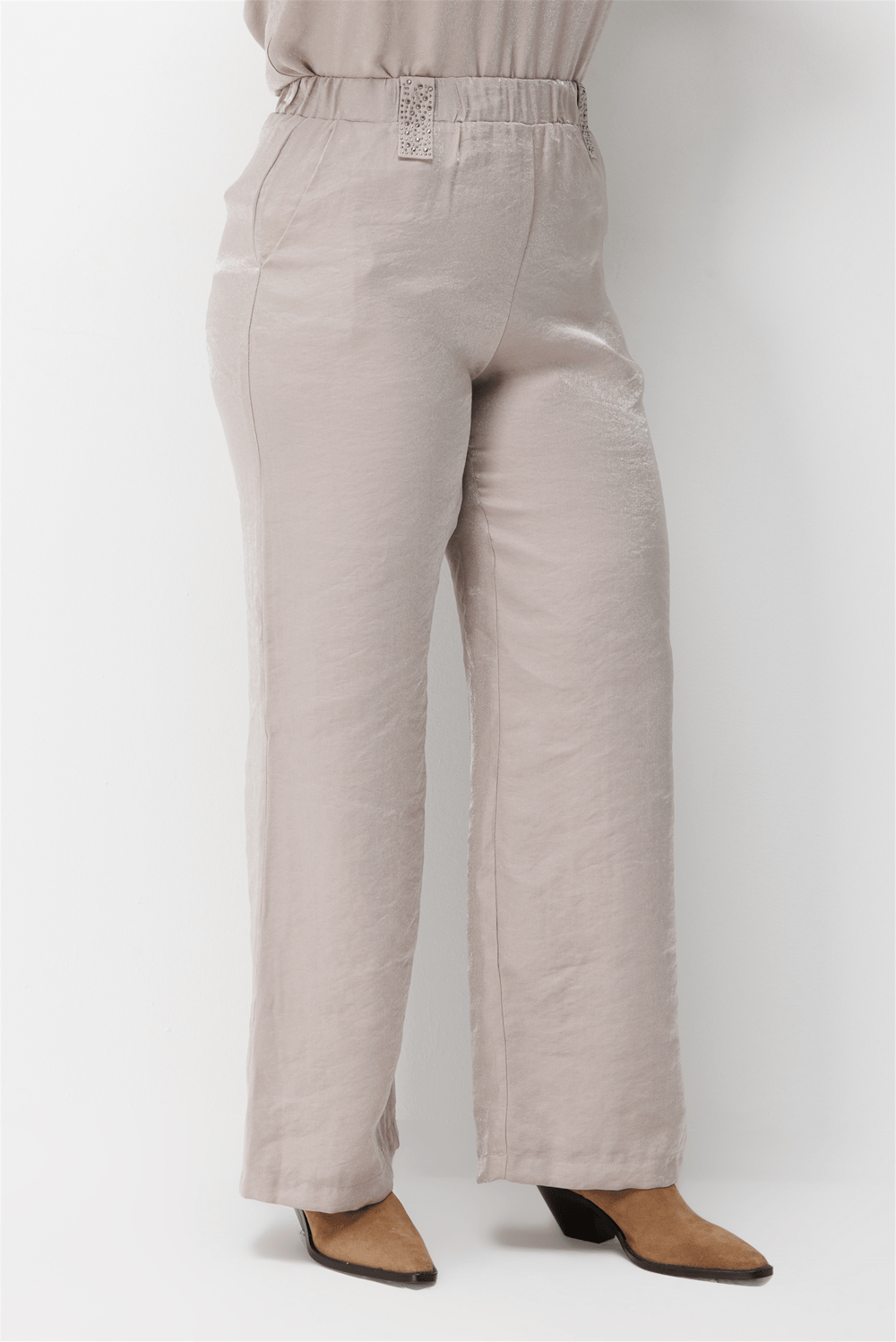 Mi Taş Yapıştırmalı Bol Paça Pantolon Taş