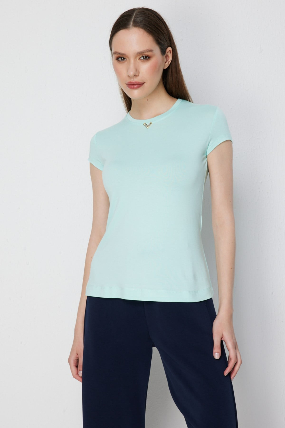 On Aksesuar Detaylı Kısa Kollu Basic Bluz MINT