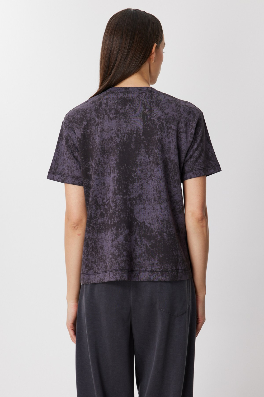 On Batik Desenli Kısa Kollu Bluz SIYAH