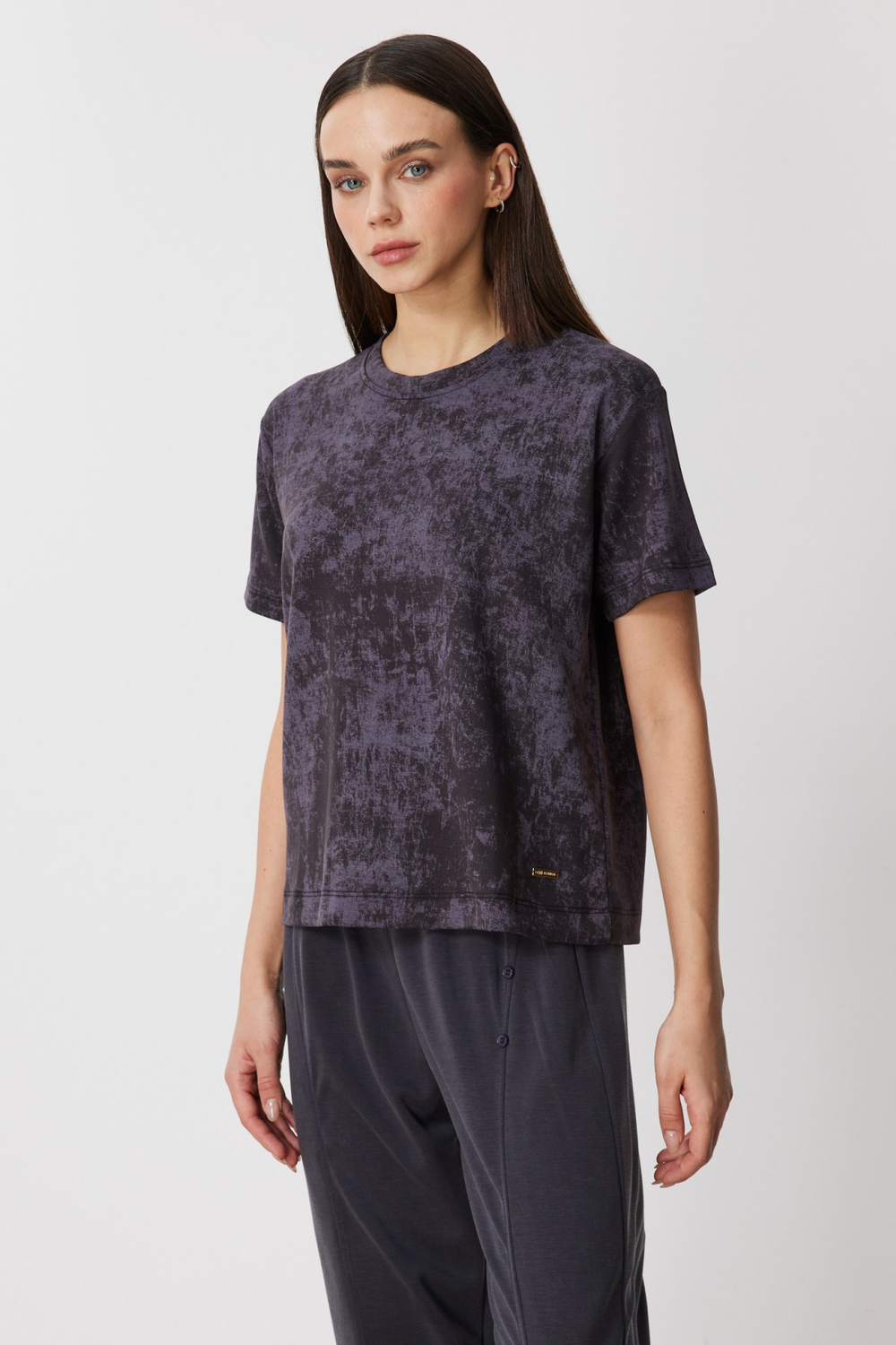 On Batik Desenli Kısa Kollu Bluz SIYAH