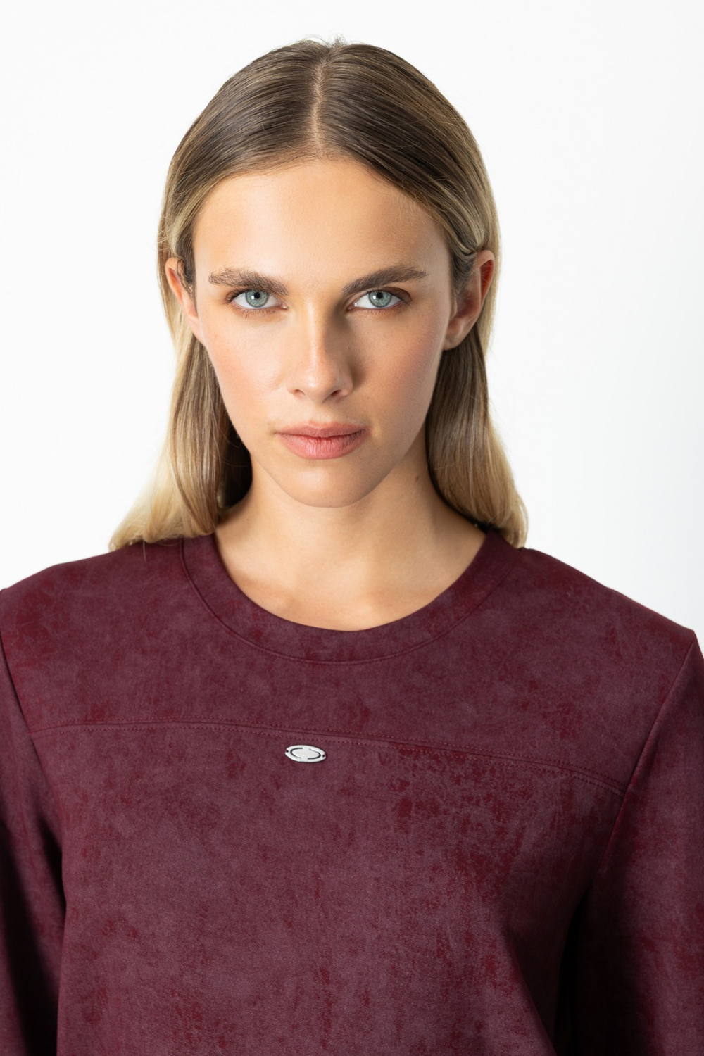 On Batik Desenli Uzun Kol Bluz BORDO