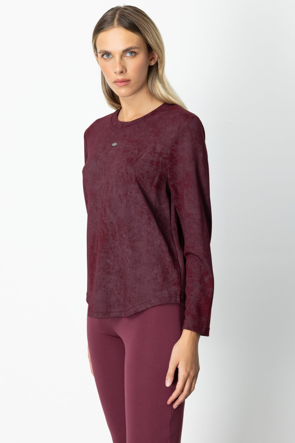 On Batik Desenli Uzun Kol Bluz BORDO
