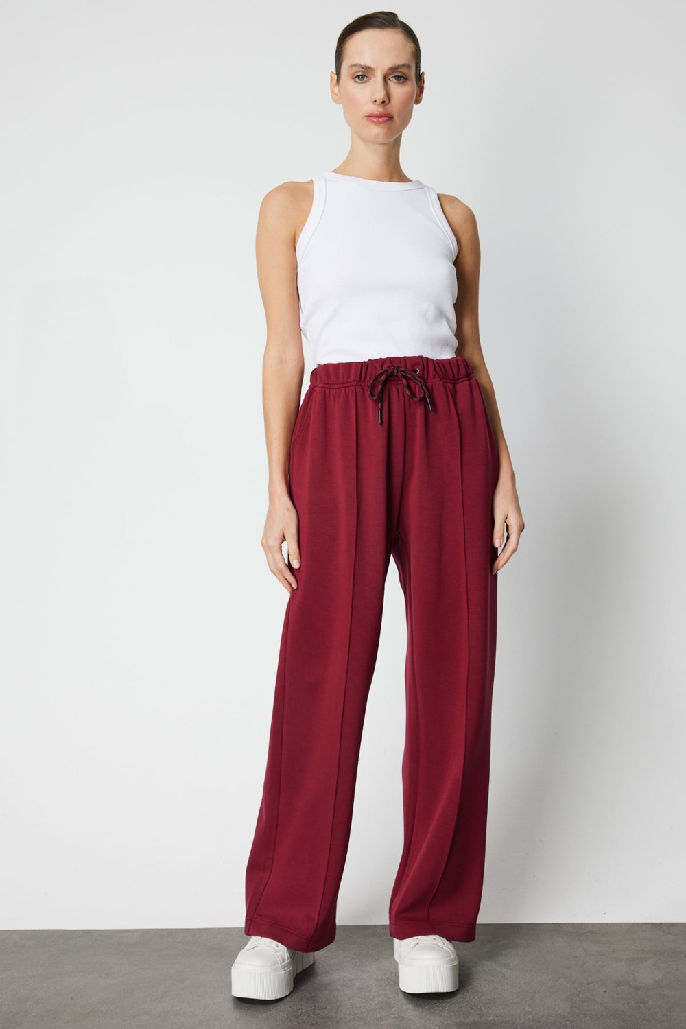 On Beli Bağcıklı Eşofman Altı BORDO