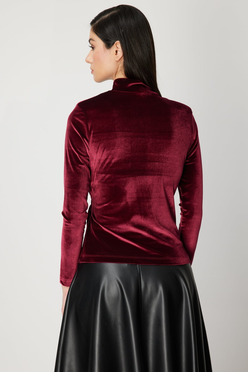 On Beli Bağlamalı Dokulu Bluz BORDO