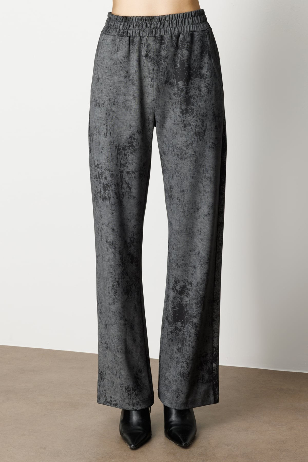 On Beli Lastikli Batik Desenli Pantolon SIYAH