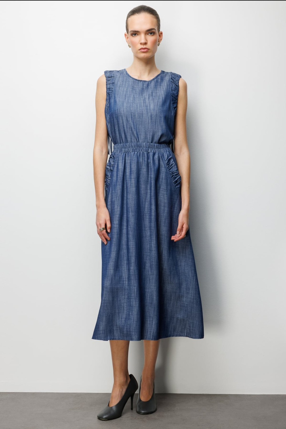On Beli Lastikli Maxi Etek INDIGO