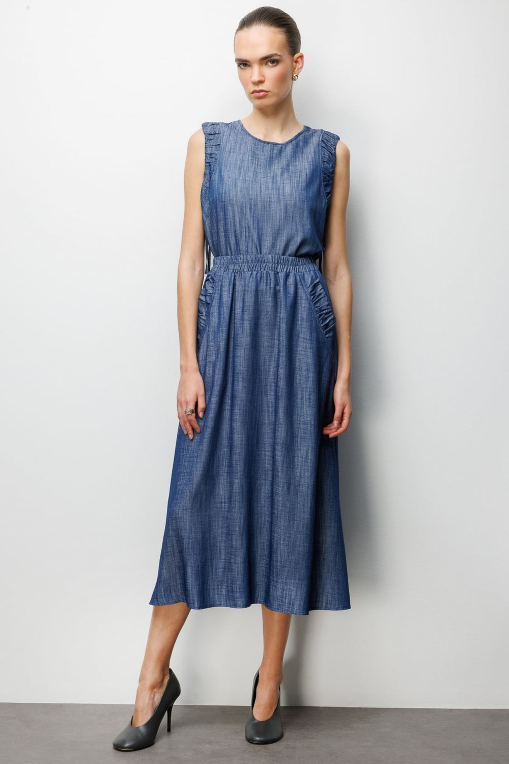 On Beli Lastikli Maxi Etek INDIGO