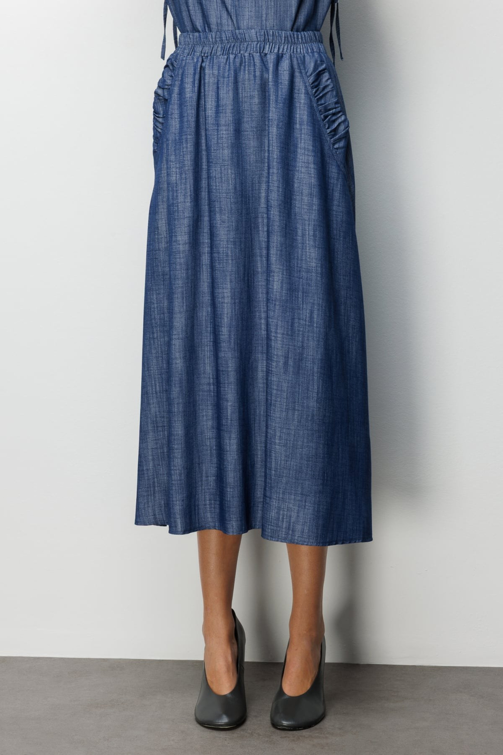 On Beli Lastikli Maxi Etek INDIGO