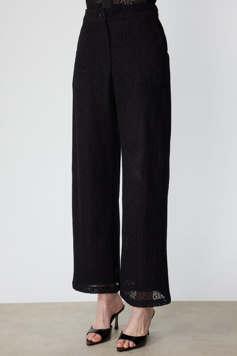 On Dantelli Bol Paça Pantolon SIYAH