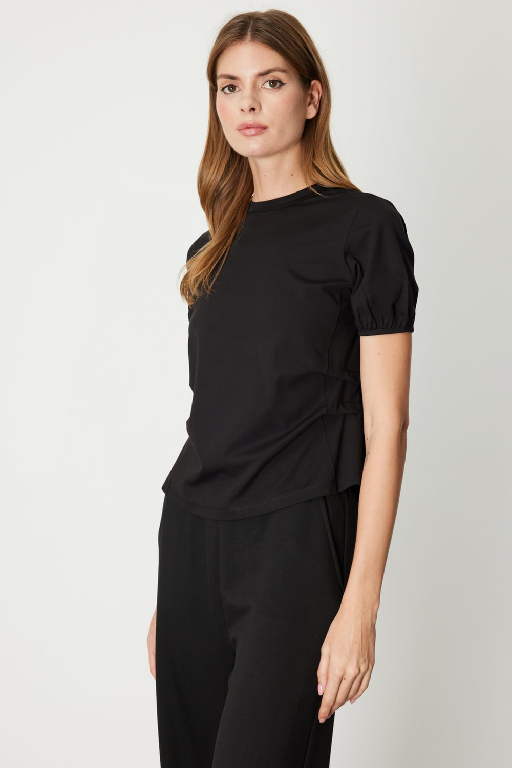 On Yanları Büzgülü Sırt Dekolteli Bluz SIYAH