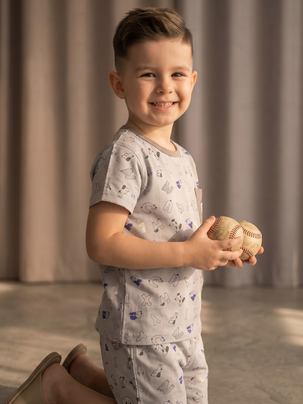Erkek Çocuk Harfli/Sayılı Pijama Takımı 