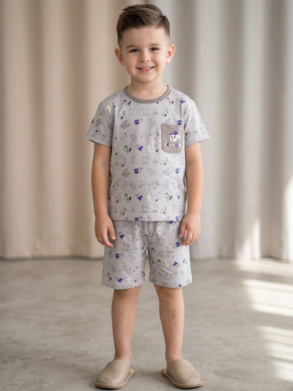 Erkek Çocuk Harfli/Sayılı Pijama Takımı 