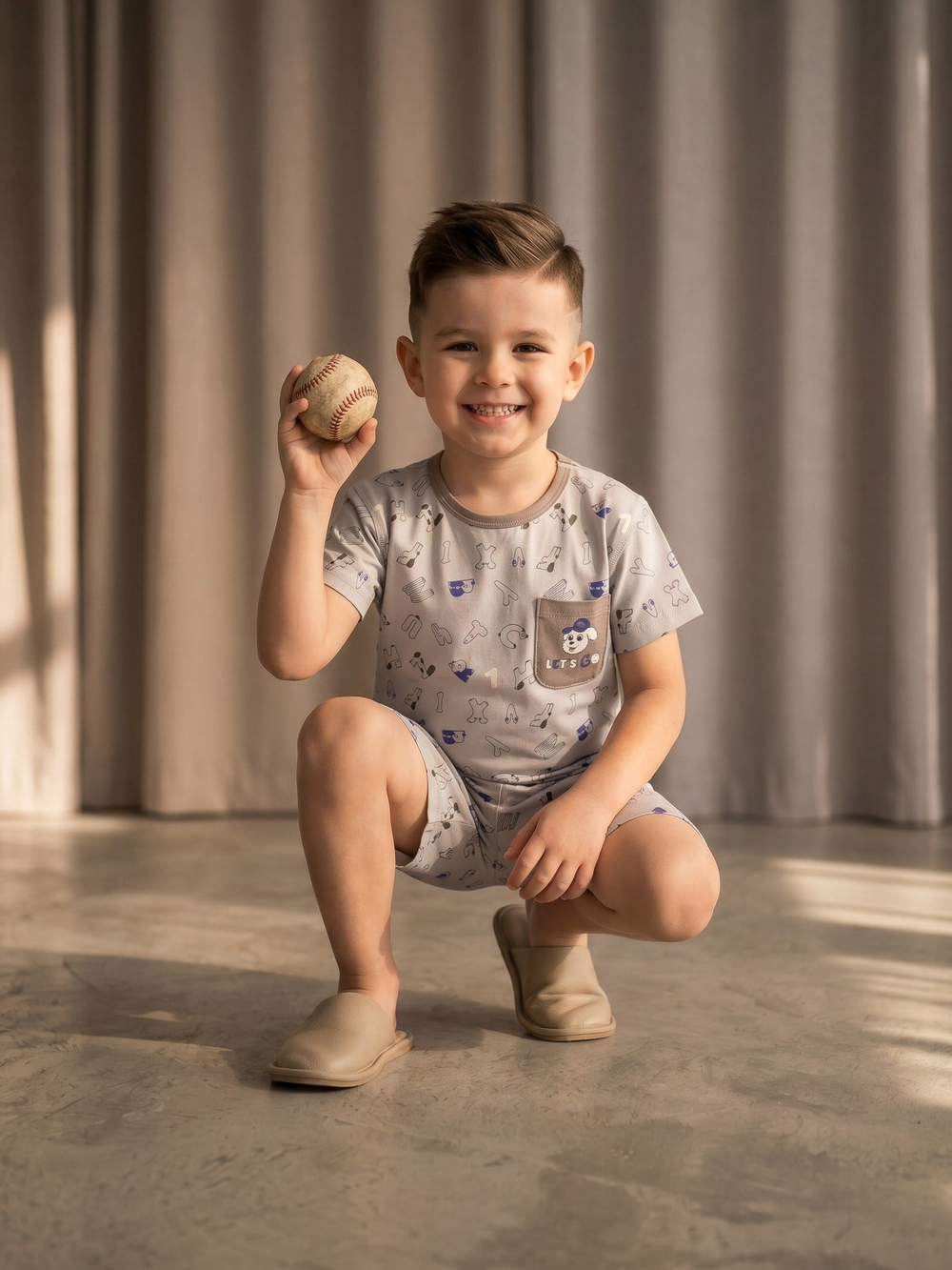 Erkek Çocuk Harfli/Sayılı Pijama Takımı 