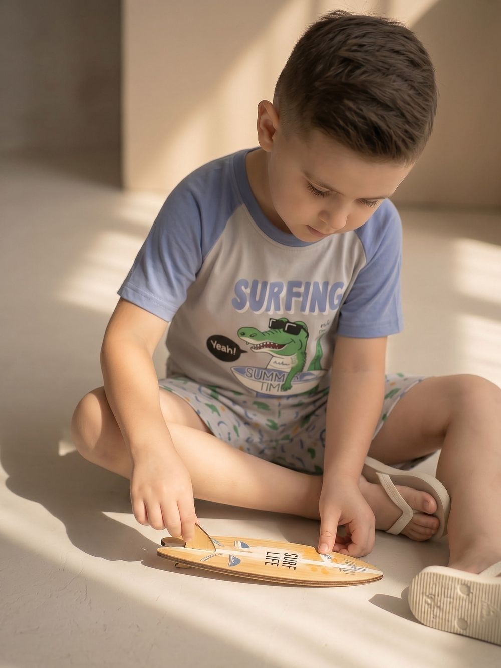 Erkek Çocuk Timsahlı Pijama Takımı 