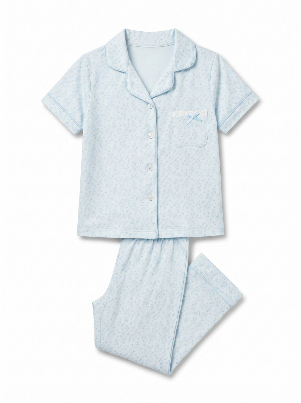 Kız Çocuk Düğme Detaylı Pijama Takımı