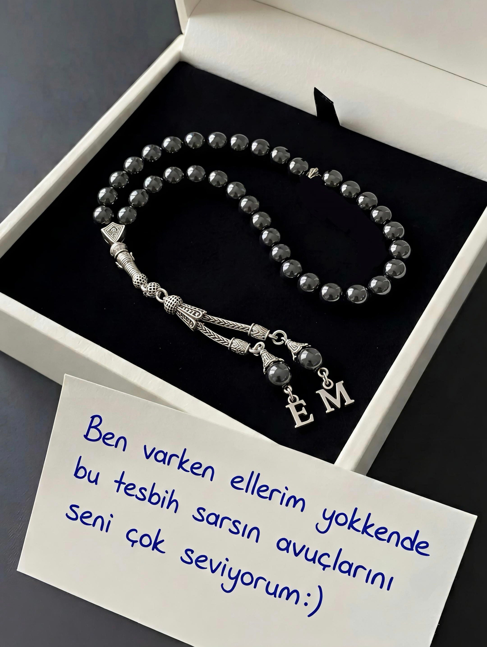 Harfli Kır papatyası kolye ve buket anahtarlık seti