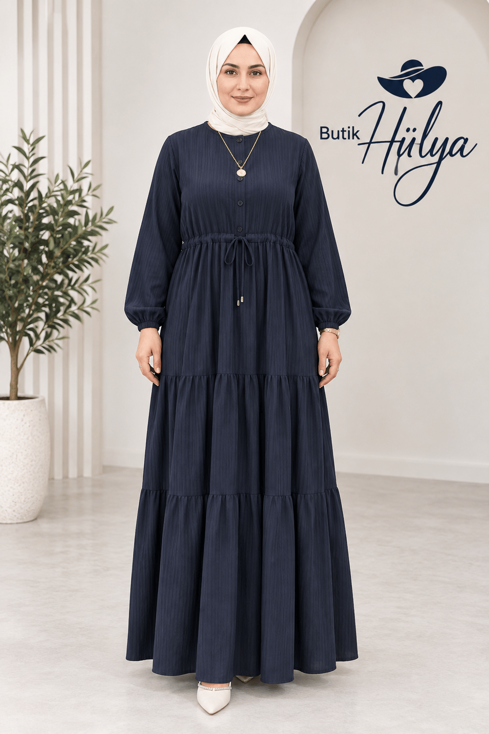 Gofre Elbise Siyah 26130