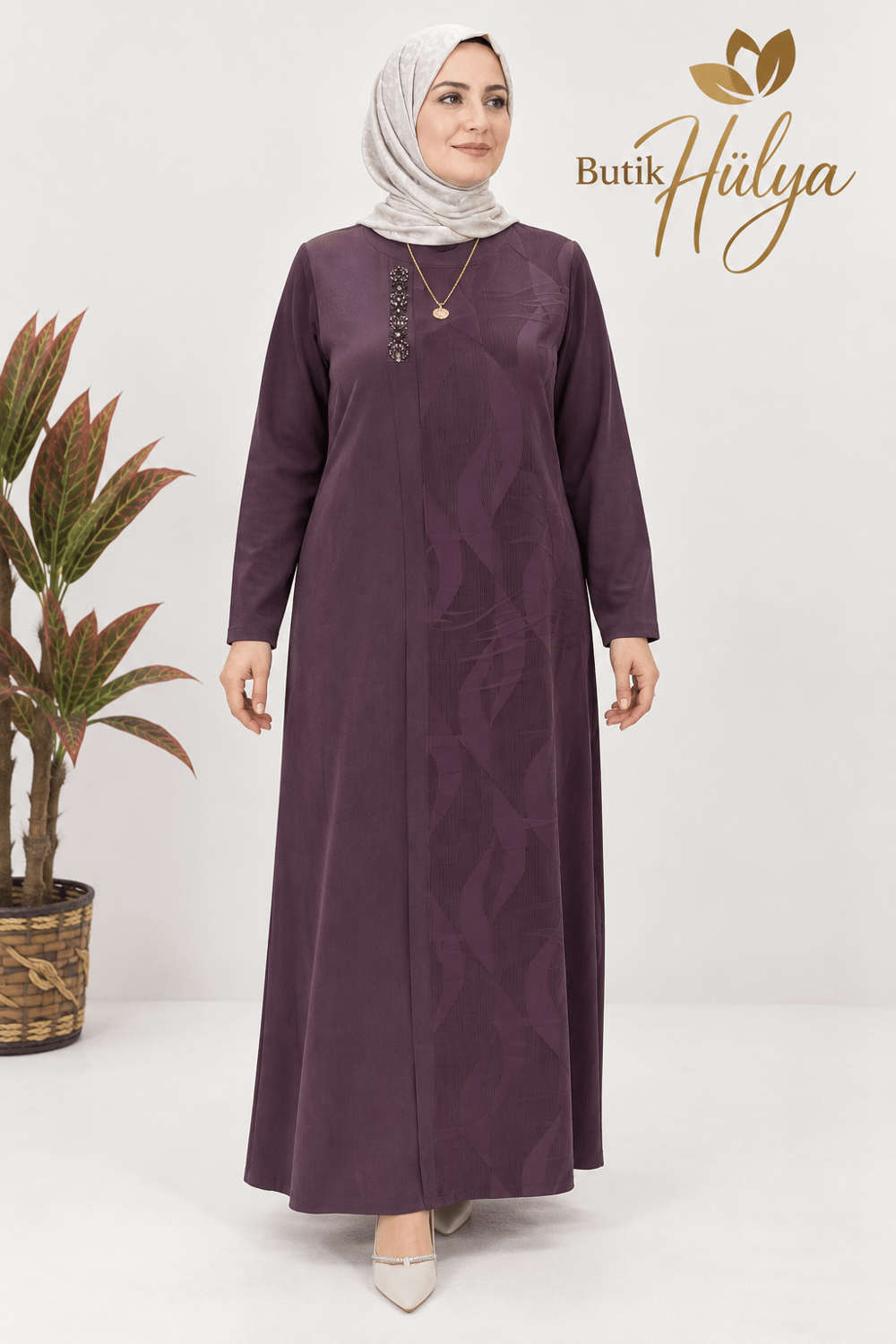 İpek Kupra Fatma Elbise Mor 26125