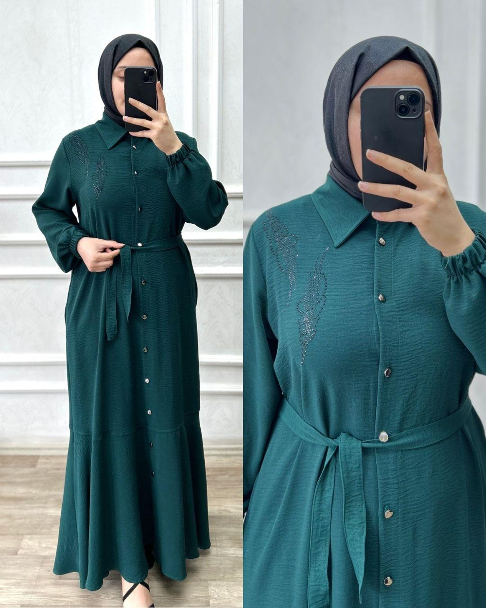 Mehlika elbise zümrüt yeşili 26108