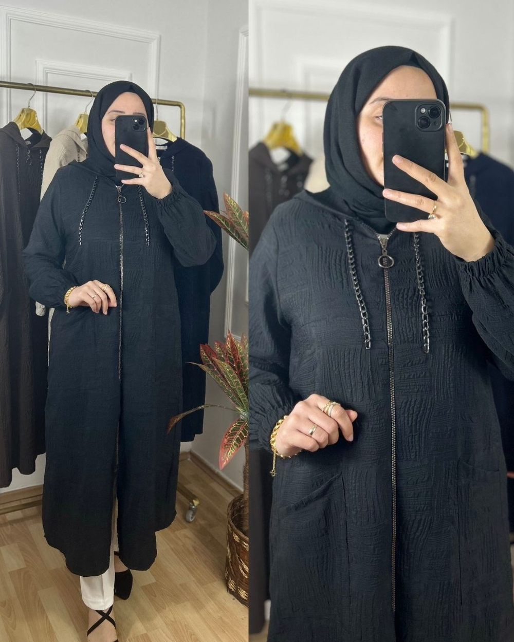 Mercan Zincir Detaylı Giy-Çık Kap Siyah 30105