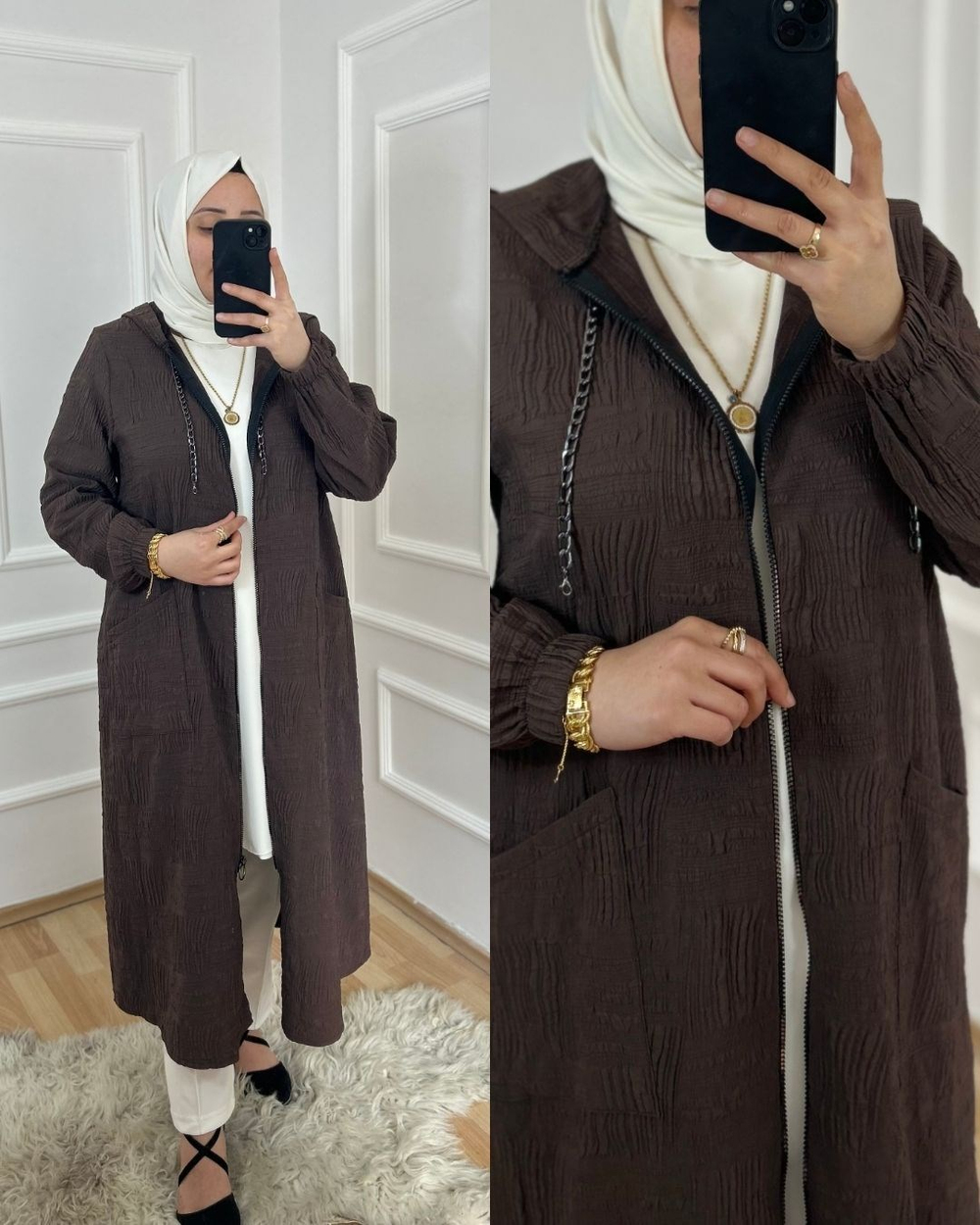 Mercan Zincir Detaylı Giy-Çık Kap Siyah 30105