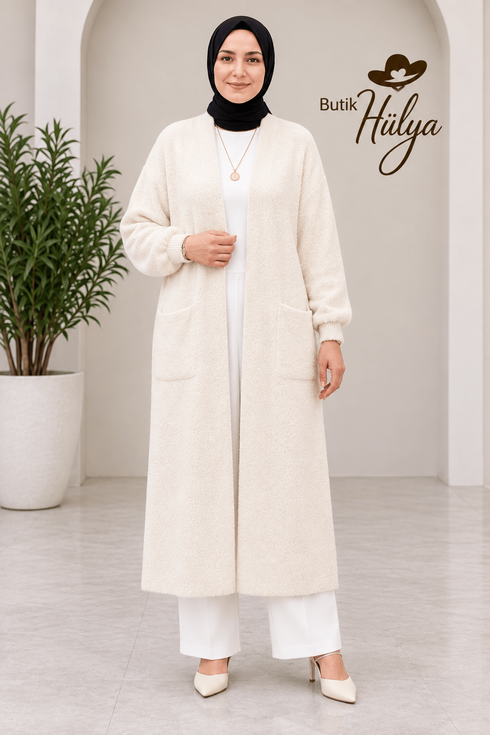 Sakallı Hırka Krem 35106