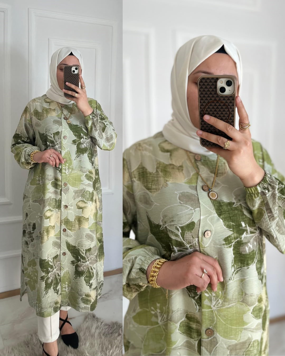 Yeşil Çiçekli Tunik 32118