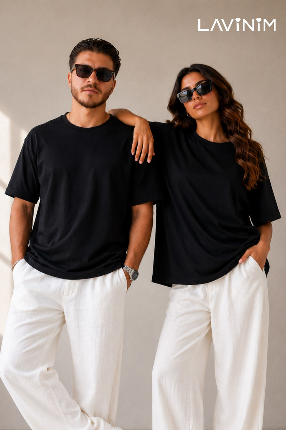 Sevgili Kombini Oversize Unisex Basic Couple Çift Tişört